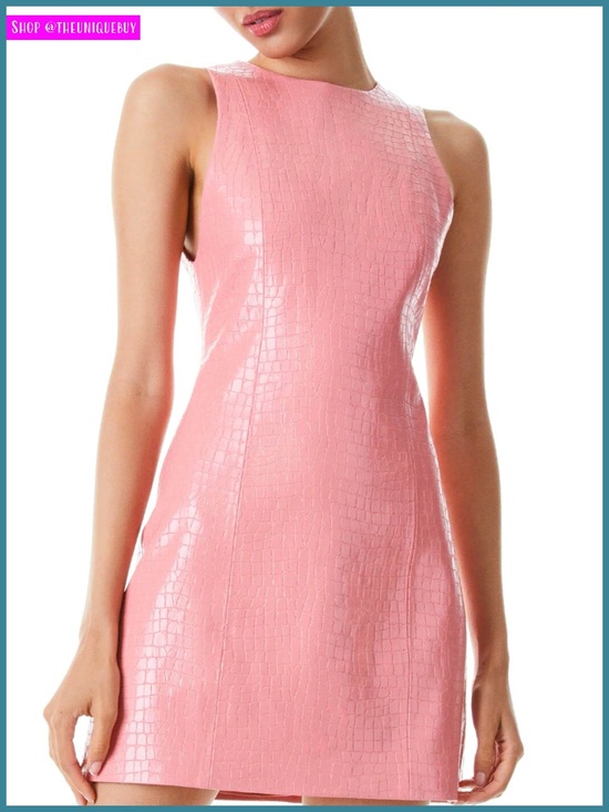Alice + Olivia Dresses & Skirts - Alice + Olivia Daven Pink Sleeveless Vegan Leather Croc Mini Dress